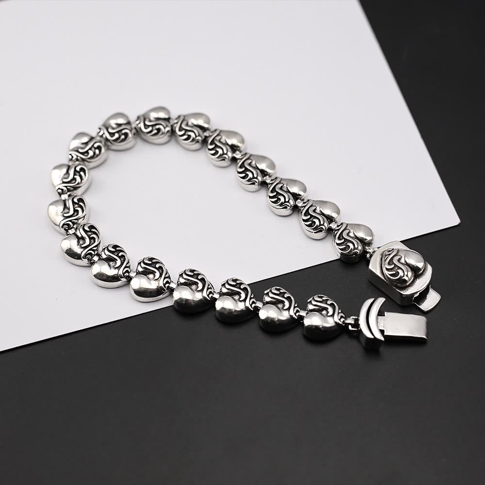Chrome Hearts Sterling Silver Filigree Heart Bracelet